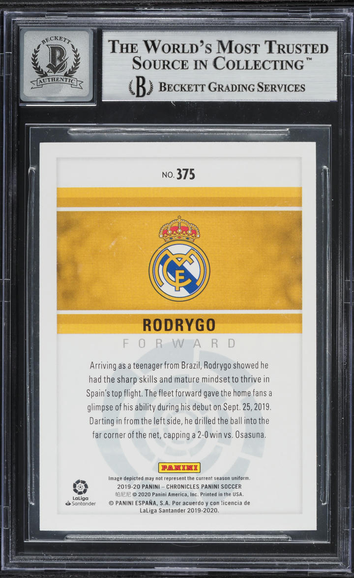 2019 Panini Blue Rodrygo ROOKIE AUTO #375 BAS BGS AUTH