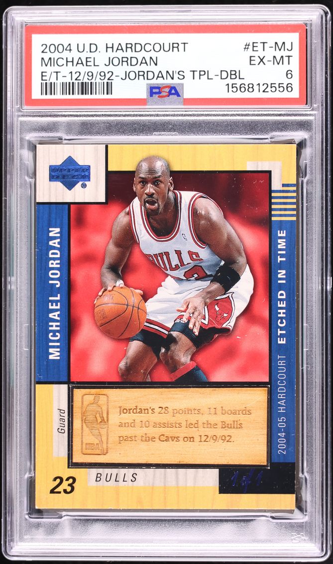 2004 Upper Deck Hardcourt Etched In Time Michael Jordan 1/1 #ET-MJ PSA 6 EXMT