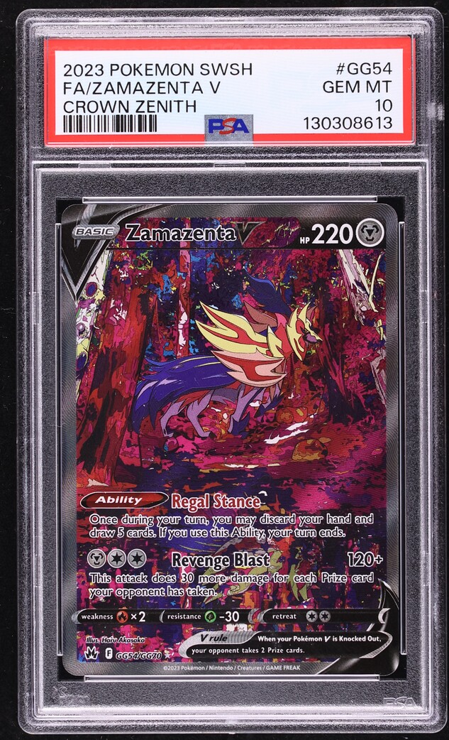 2023 Pokemon Sword & Shield Crown Zenith Full Art Zamazenta V #GG54 PSA 10 GEM MINT