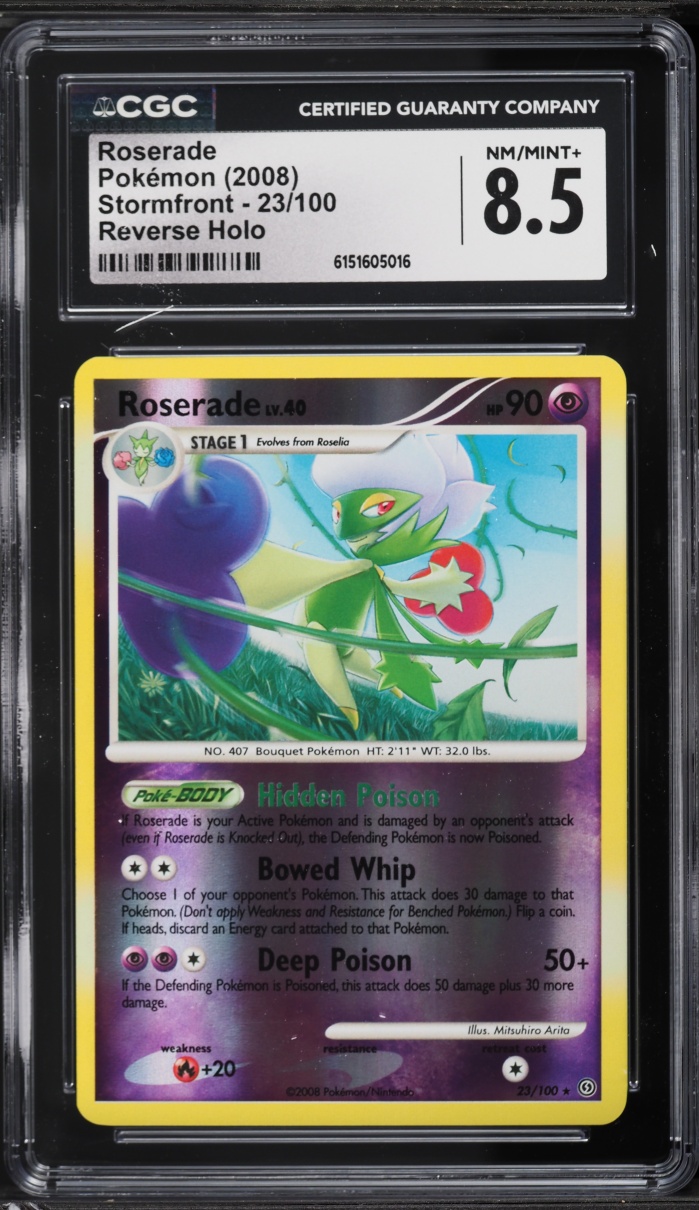 2008 Pokemon Diamond & Pearl Stormfront Reverse Holo Roserade #23 CGC 8.5 NM-MT+