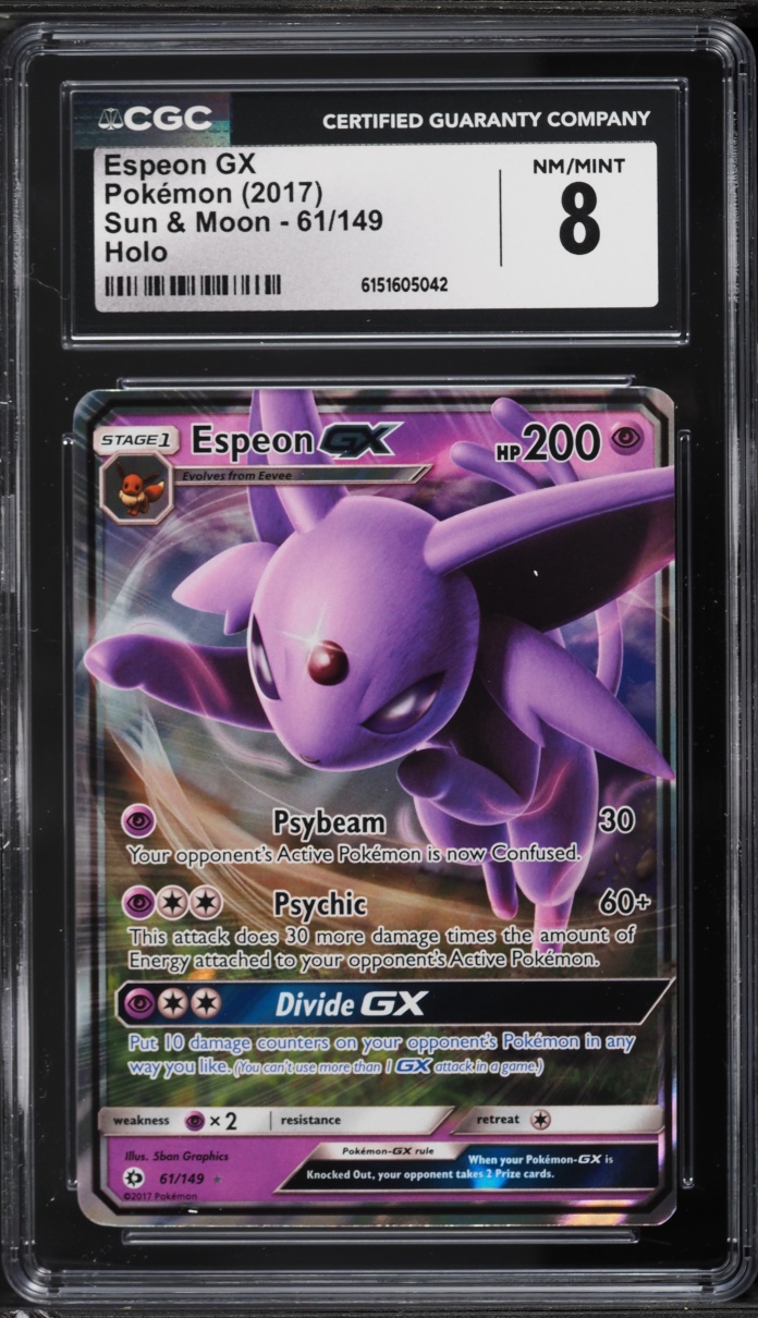 2017 Pokemon Sun & Moon Holo Espeon GX #61 CGC 8 NM-MT