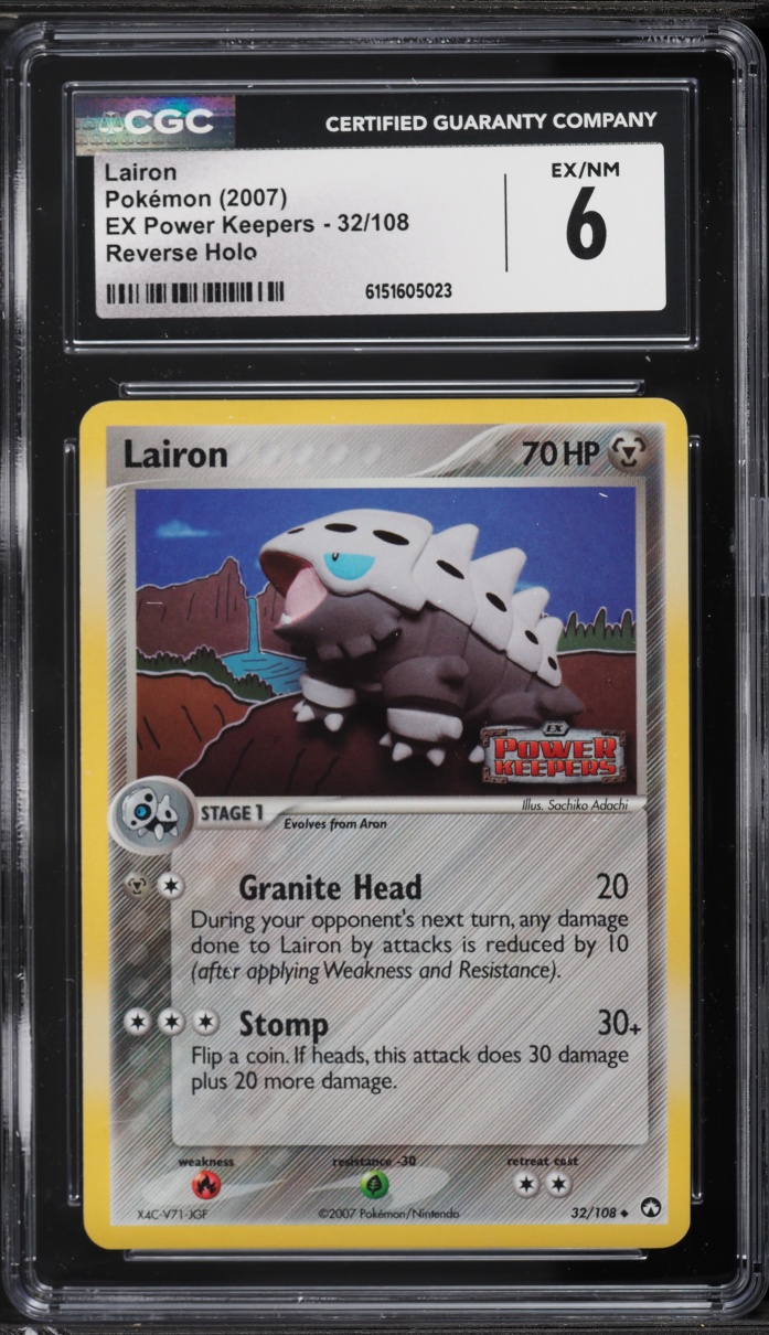 2007 Pokemon EX Power Keepers Reverse Holo Lairon #32 CGC 6 EXMT