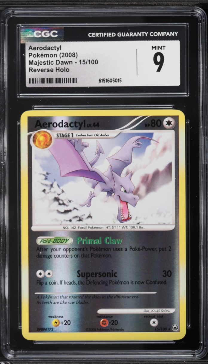 2008 Pokemon Diamond & Pearl Majestic Dawn Reverse Holo Aerodactyl #15 CGC 9 MINT