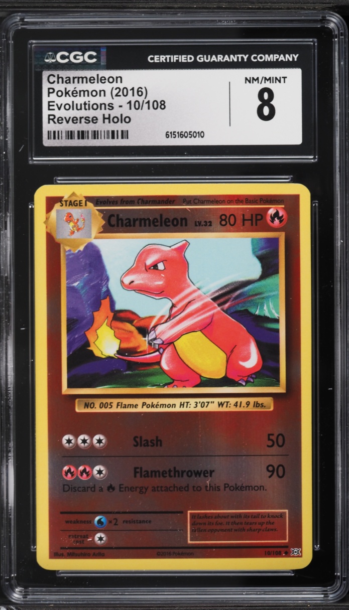 2016 Pokemon XY Evolutions Reverse Holo Charmeleon #10 CGC 8 NM-MT