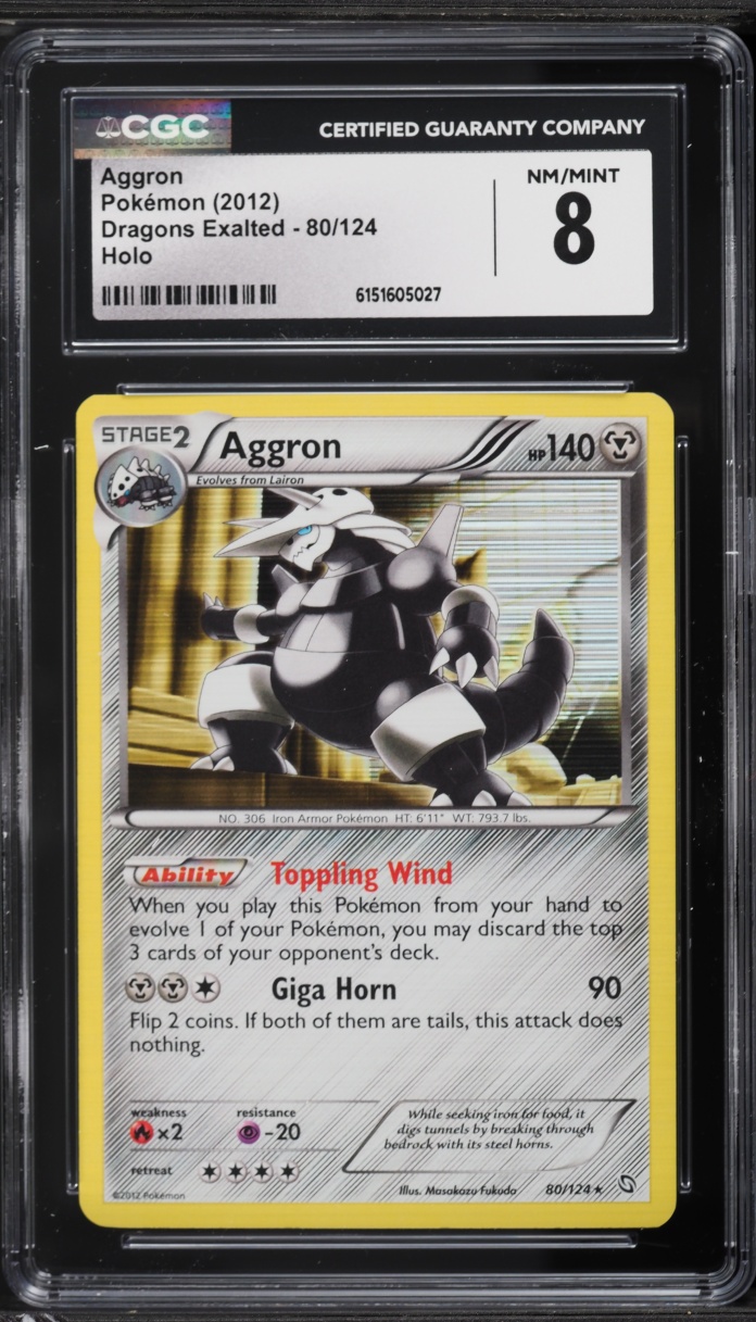 2012 Pokemon Black & White Dragons Exalted Holo Aggron #80 CGC 8 NM-MT