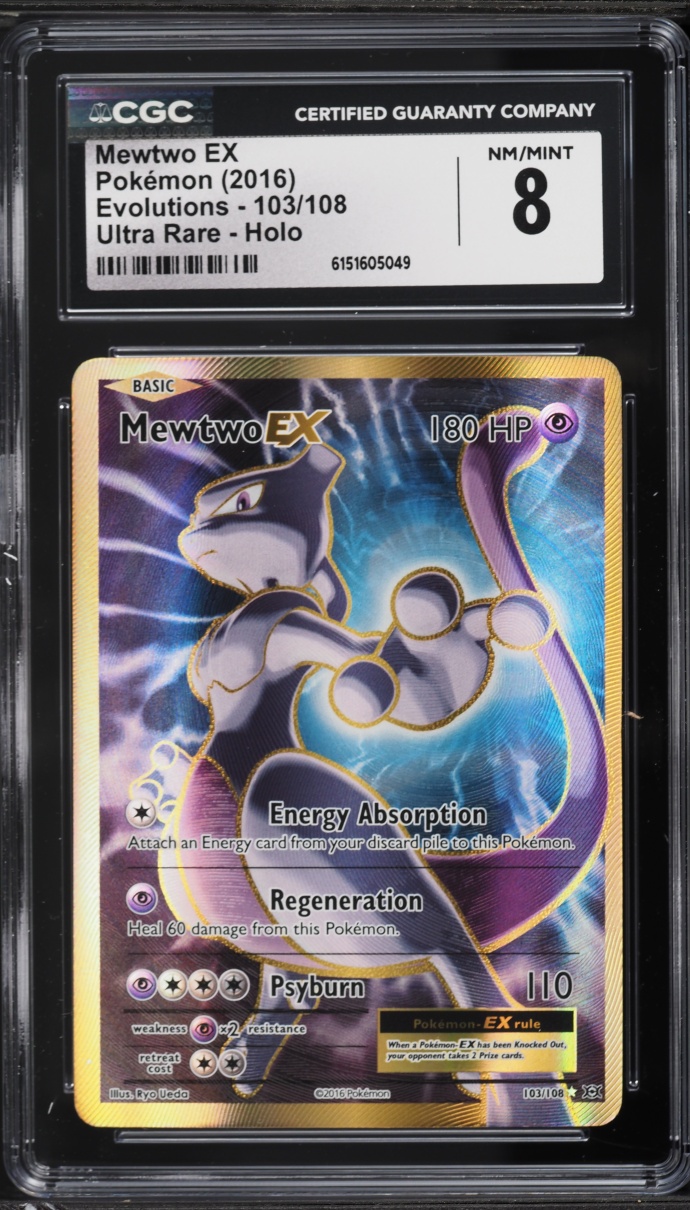 2016 Pokemon XY Evolutions Full Art Mewtwo EX #103 CGC 8 NM-MT