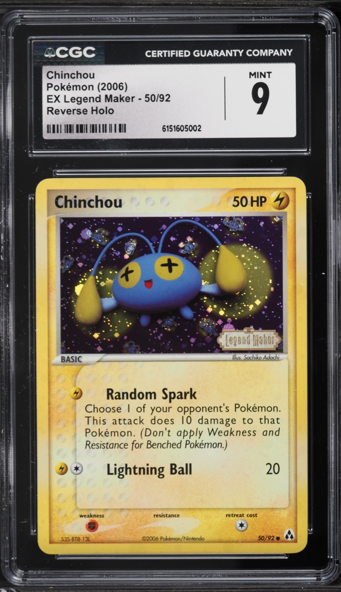 2006 Pokemon EX Legend Maker Reverse Holo Chinchou #50 CGC 9 MINT