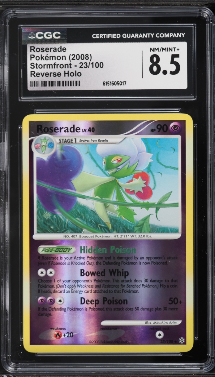 2008 Pokemon Diamond & Pearl Stormfront Reverse Holo Roserade #23 CGC 8.5 NM-MT+