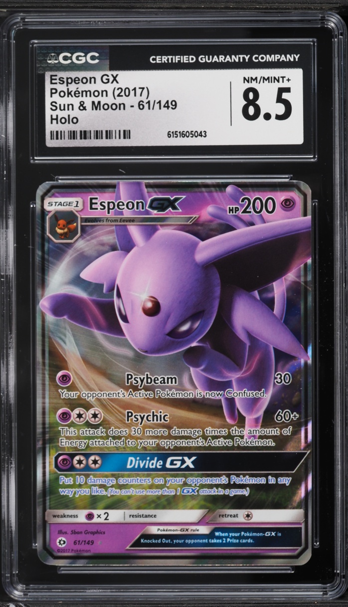 2017 Pokemon Sun & Moon Holo Espeon GX #61 CGC 8.5 NM-MT+