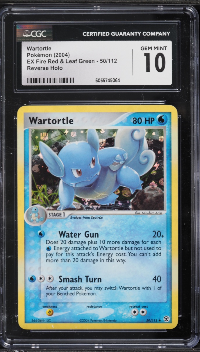 2004 Pokemon EX Fire Red & Leaf Green Reverse Holo Wartortle #50 CGC 10 GEM MINT
