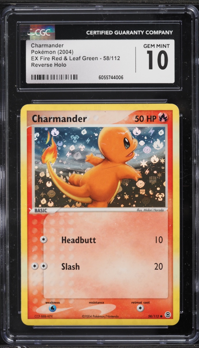 2004 Pokemon EX FireRed & LeafGreen Reverse Holo Charmander #58 CGC 10 GEM MINT