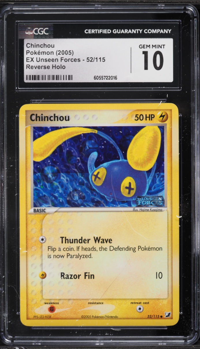 2005 Pokemon EX Unseen Forces Reverse Holo Chinchou #52 CGC 10 GEM MINT