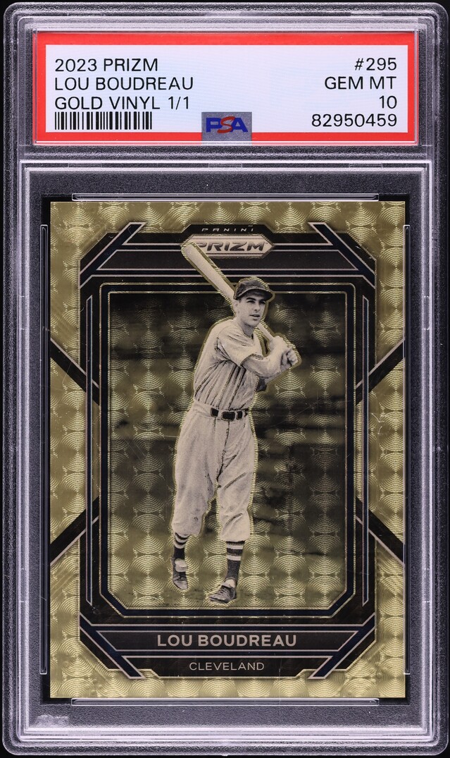 2023 Panini Prizm Gold Vinyl Lou Boudreau 1/1 #295 PSA 10