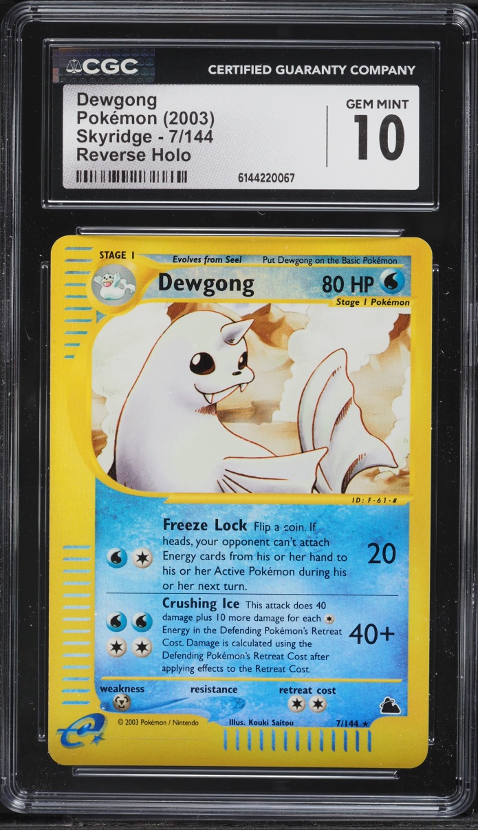 2003 Pokemon Skyridge Reverse Holo Dewgong #7 CGC 10 GEM MINT