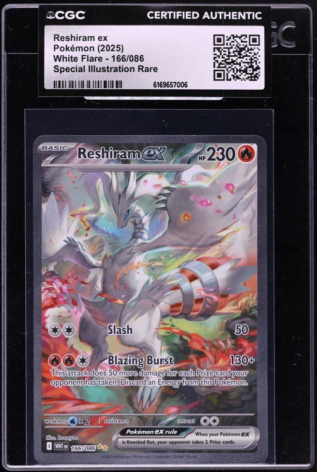 2025 Pokemon Scarlet & Violet White Flare SIR Reshiram ex #166 CGC AUTH