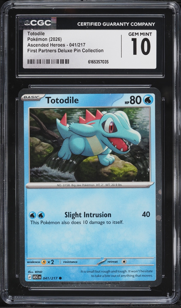 2026 Pokemon Mega Ascended Heroes First Partners Deluxe Pin Totodile #41 CGC 10 GEM MINT