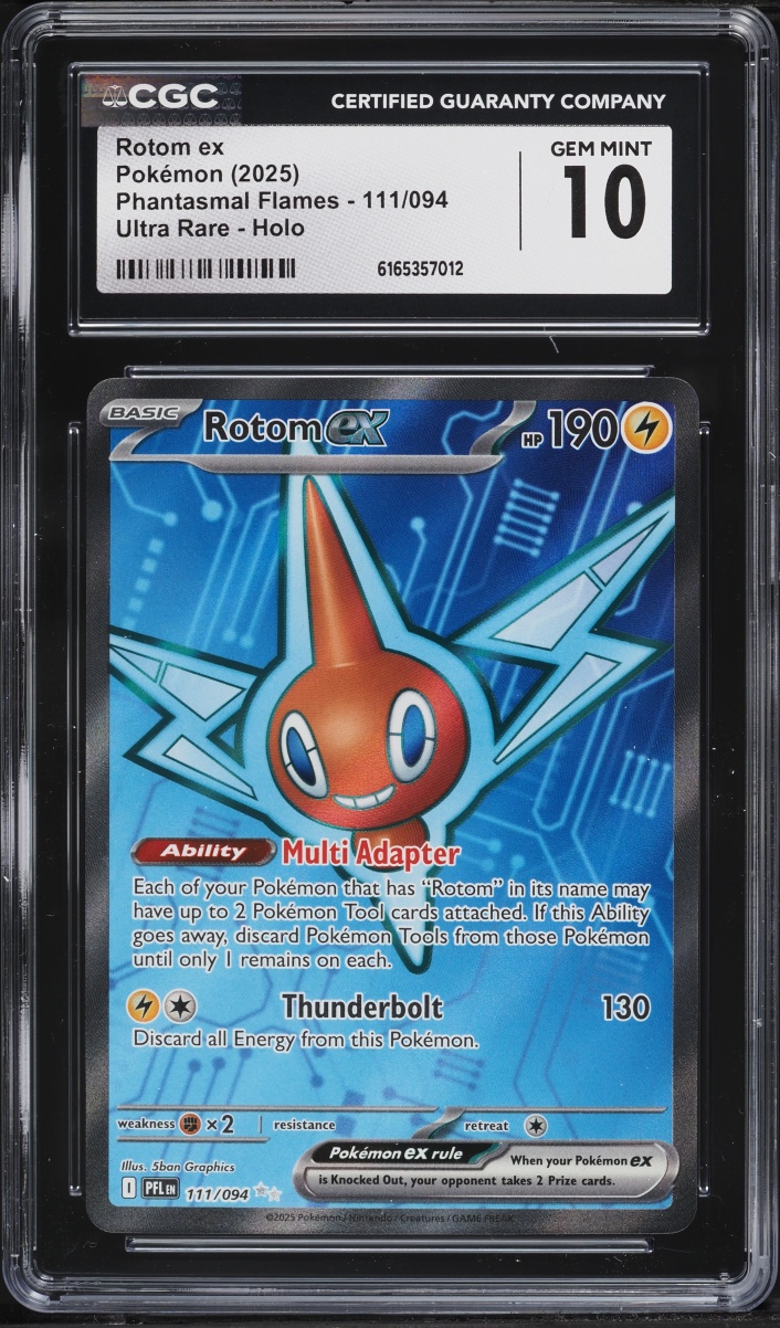 2025 Pokemon Mega Evolution Phantasmal Flames Full Art Rotom EX #111 CGC 10 GEM MINT