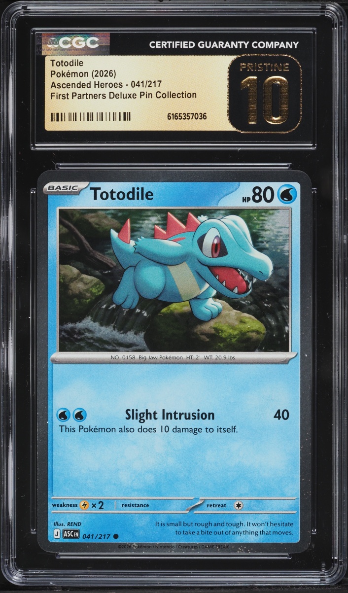 2026 Pokemon Mega Ascended Heroes First Partners Deluxe Pin Totodile #41 CGC 10 PRISTINE