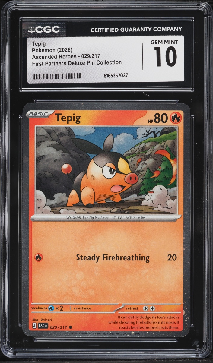 2026 Pokemon Mega Ascended Heroes First Partners Deluxe Pin Collection Tepig #29 CGC 10 GEM