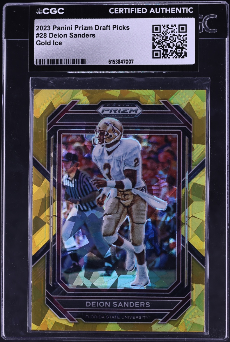2023 Panini Prizm Draft Picks Gold Ice Deion Sanders #28 CGC AUTH