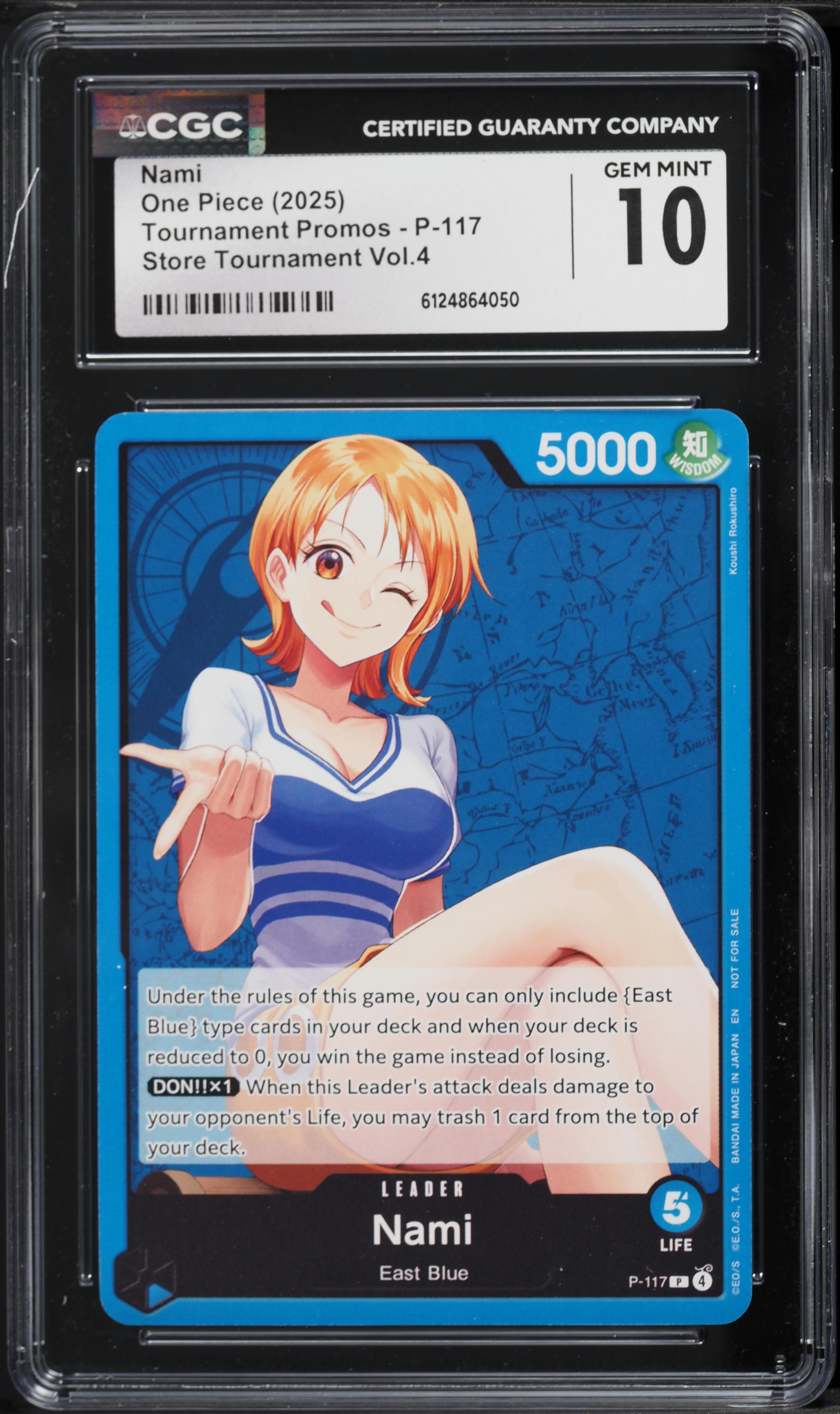2025 One Piece Tournament Promo Store Volume 4 Leader Nami #P-117 CGC 10 GEM MINT
