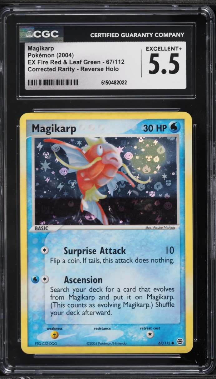 2004 Pokemon EX Fire Red & Leaf Green Corrected Rarity Reverse Holo Magikarp #67 CGC 5.5 EX+