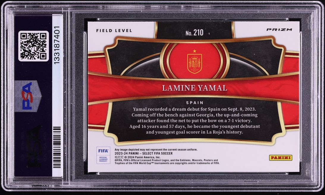 2023 Select FIFA Field Level Purple Mojo Prizm Lamine Yamal ROOKIE #210 PSA 10 GEM MINT
