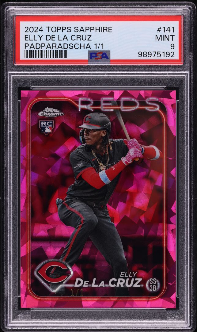 2024 Topps Chrome Sapphire Padparadscha Elly De La Cruz ROOKIE 1/1 #141 PSA 9