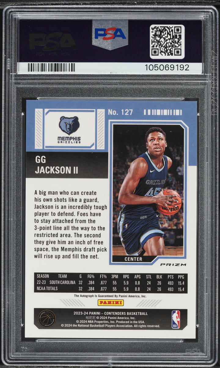 2023 Panini Contenders Premium Edition GG Jackson II ROOKIE AUTO #127 PSA 9 MINT