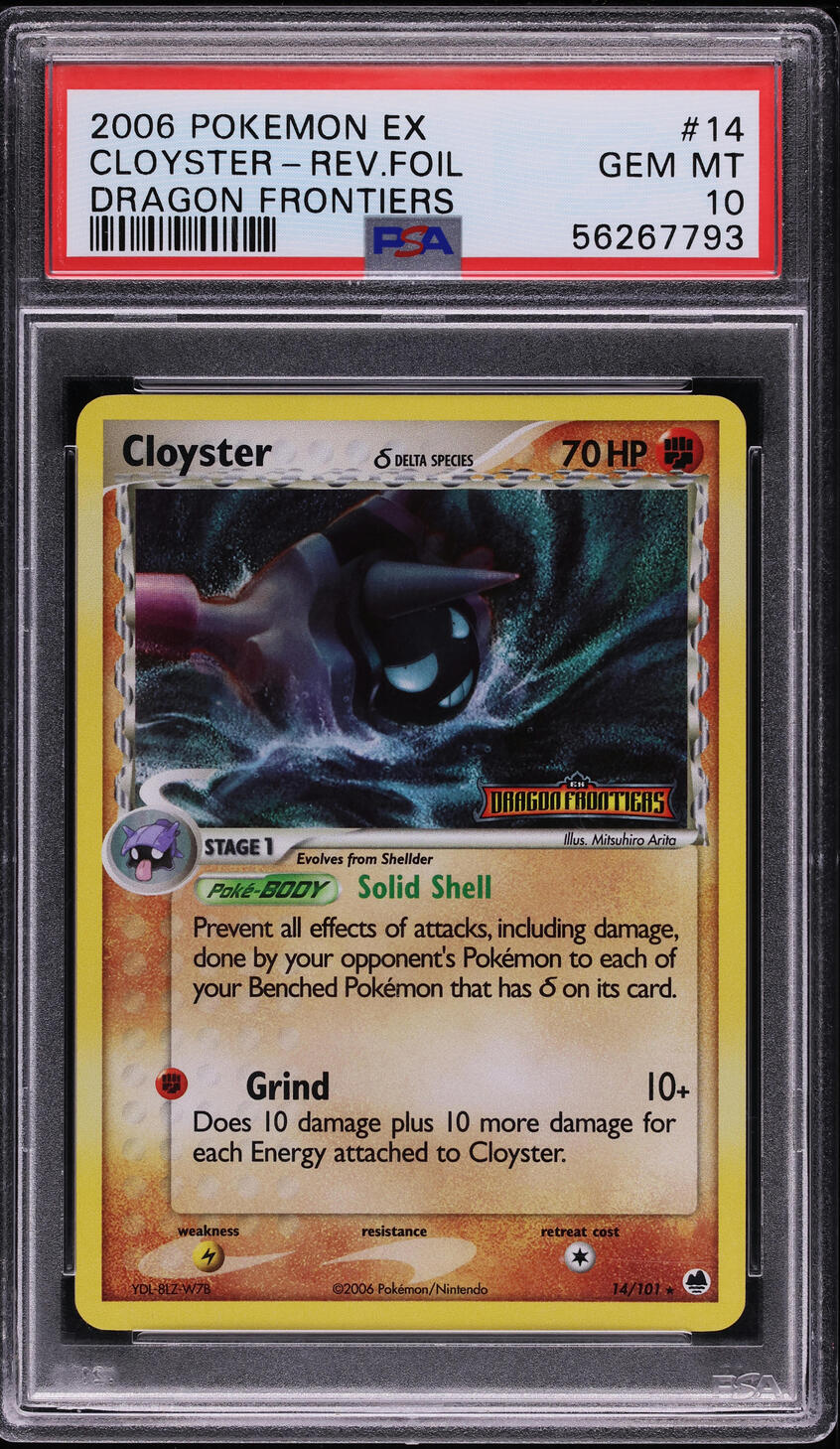 2006 Pokemon EX Dragon Frontiers Reverse Holo Cloyster #14 PSA 10 GEM MINT