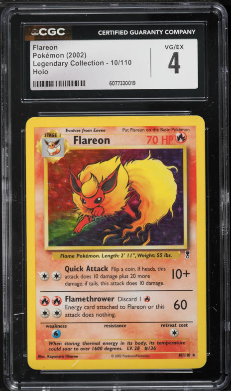 2005 Pokemon EX Unseen Forces Reverse Holo Flareon #5 CGC 4 VGEX