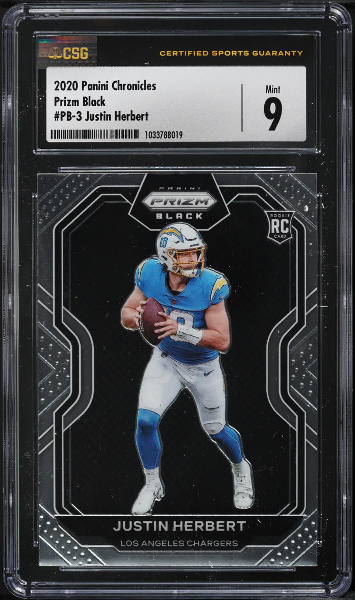 2020 Panini Chronicles Prizm Black Justin Herbert ROOKIE #PB-3 CSG 9 MINT
