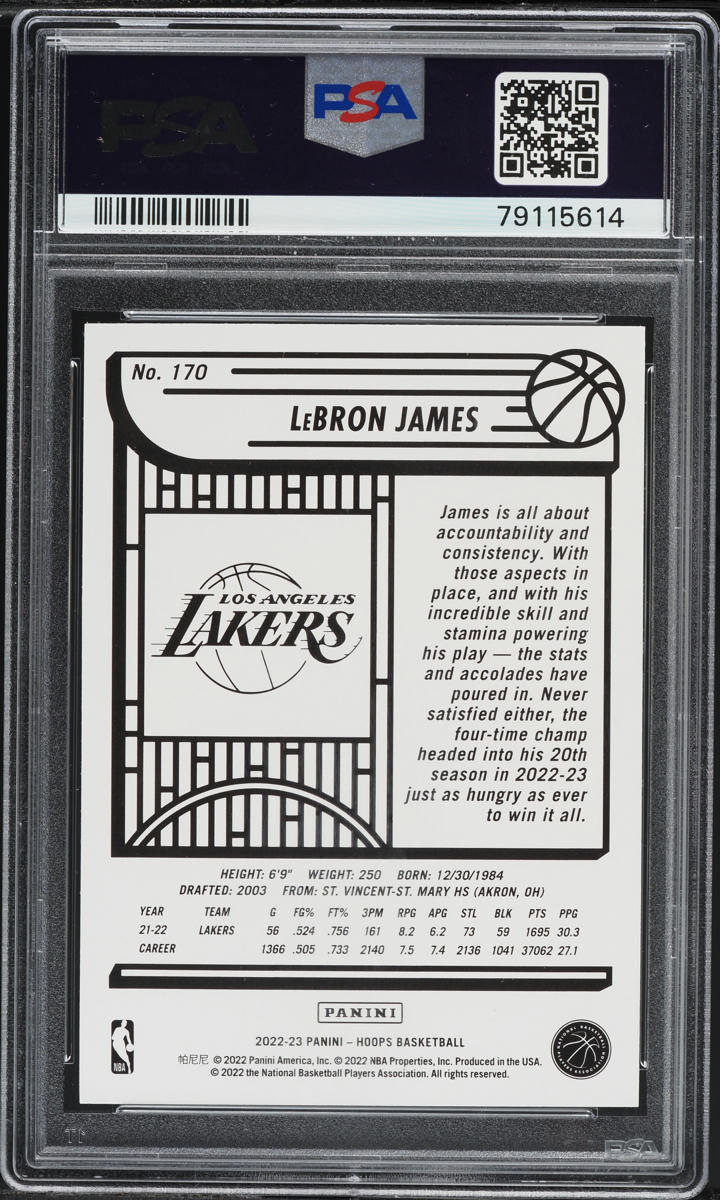 2022 Hoops Winter LeBron James #170 PSA 9 MINT
