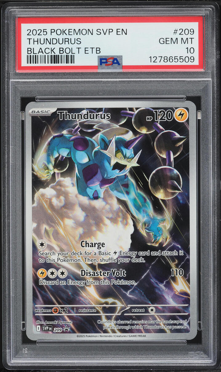 2025 Pokemon Scarlet & Violet Promo Black Bolt ETB Full Art Thundurus #209 PSA 10 GEM MINT