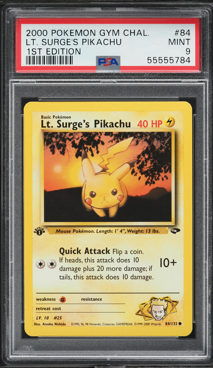 2000 Pokemon Gym Challenge 1st Edition Lt. Surge's Pikachu #84 PSA 9 MINT
