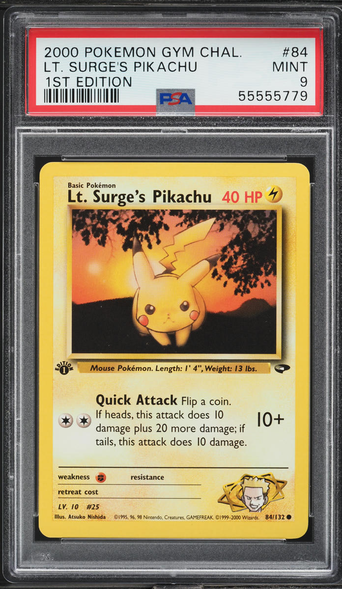 2000 Pokemon Gym Challenge 1st Edition Lt. Surge's Pikachu #84 PSA 9 MINT