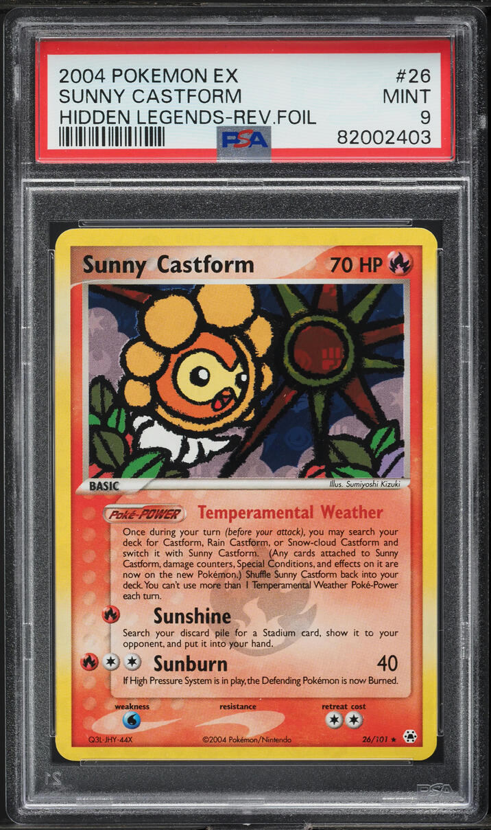 2004 Pokemon EX Hidden Legends Reverse Holo Sunny Castform #26 PSA 9 MINT