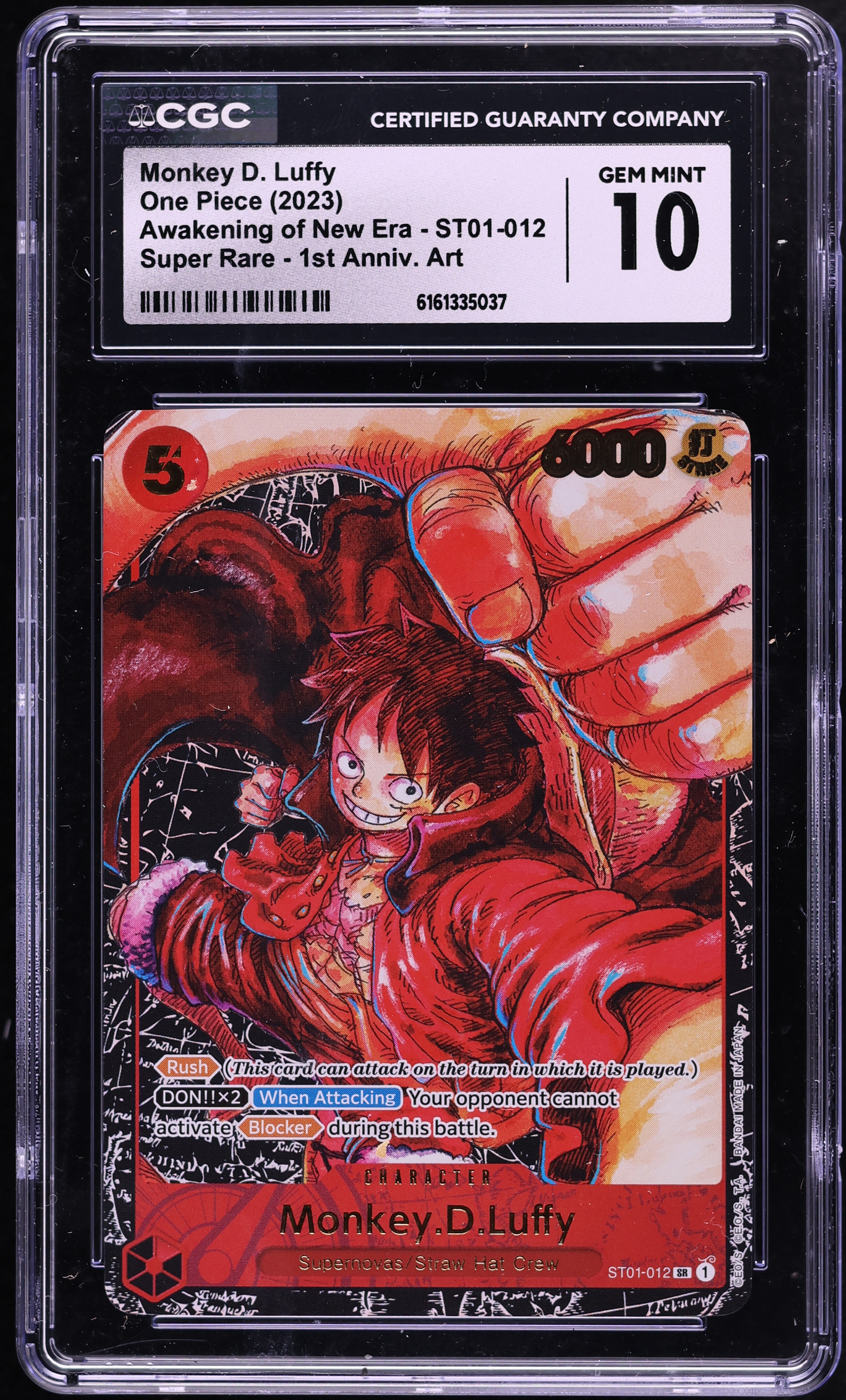 2023 One Piece Awakening Of New Era 1st Anniversary Art Monkey D. Luffy #ST01-012 CGC 10 GEM