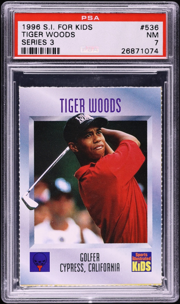 1996 Sports Illustrated For Kids Series 3 Tiger Woods ROOKIE #536 PSA 7 NRMT
