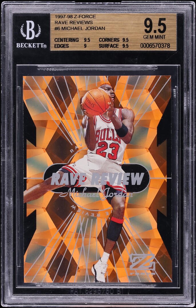 1997 Skybox Z-Force Rave Reviews Michael Jordan #6 BGS 9.5 GEM MINT
