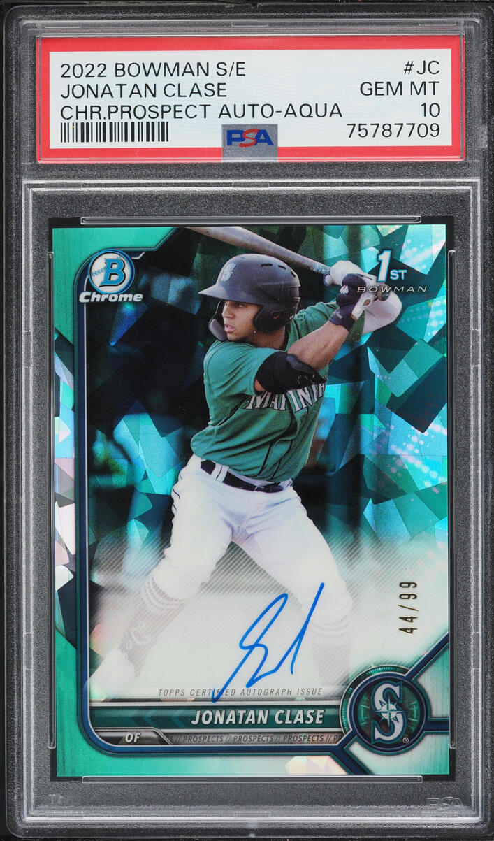 2022 Bowman Chrome Sapphire Edition Aqua Jonatan Clase PROSPECT AUTO /99 #BSPA-JC PSA 10 GEM