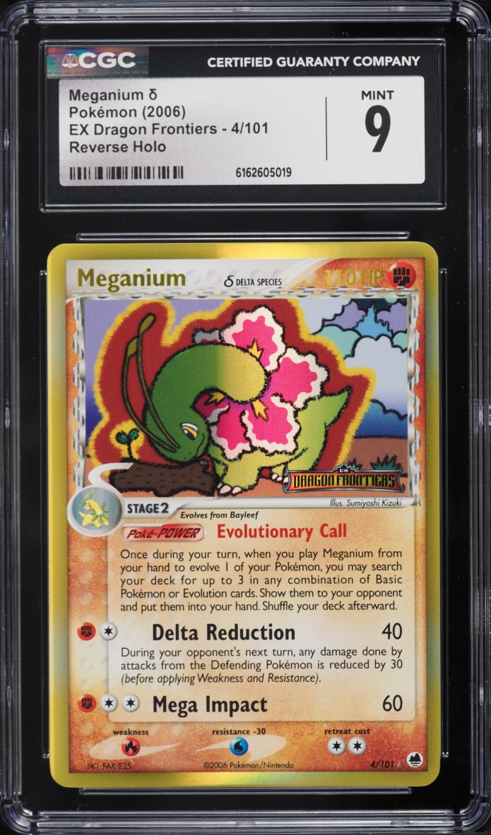 2006 Pokemon EX Dragon Frontiers Reverse Holo Meganium #4 CGC 9 MINT