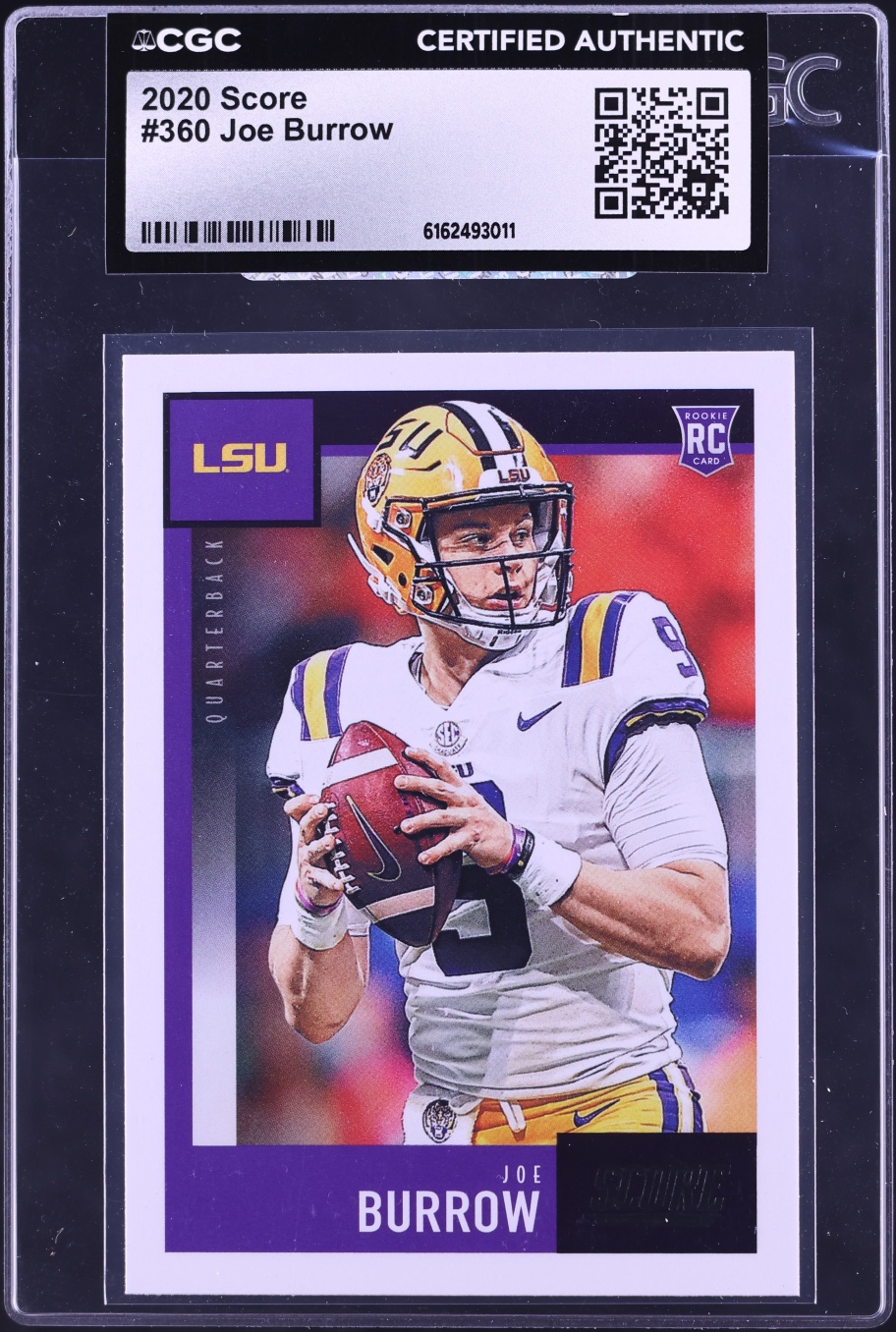 2020 Score Football Joe Burrow ROOKIE #360 CGC AUTH