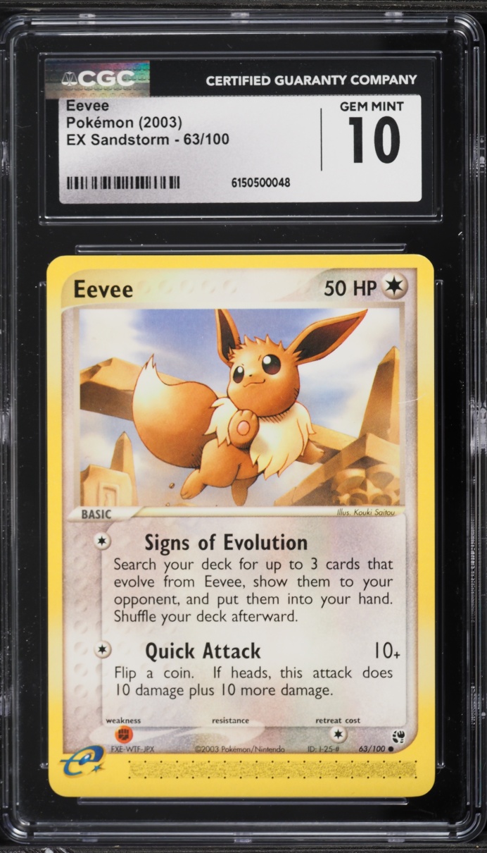 2003 Pokemon EX Sandstorm Eevee #63 CGC 10 GEM MINT