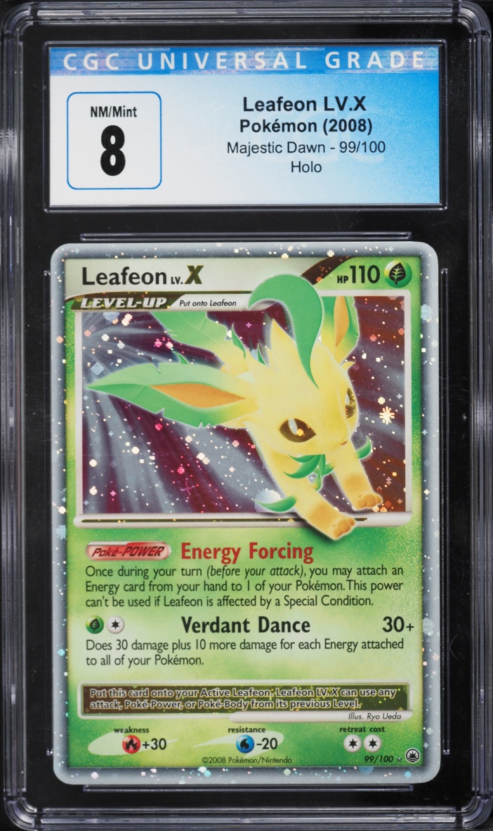 2008 Pokemon Diamond & Pearl Majestic Dawn Holo Leafeon Lv.X #99 CGC 8 NM-MT