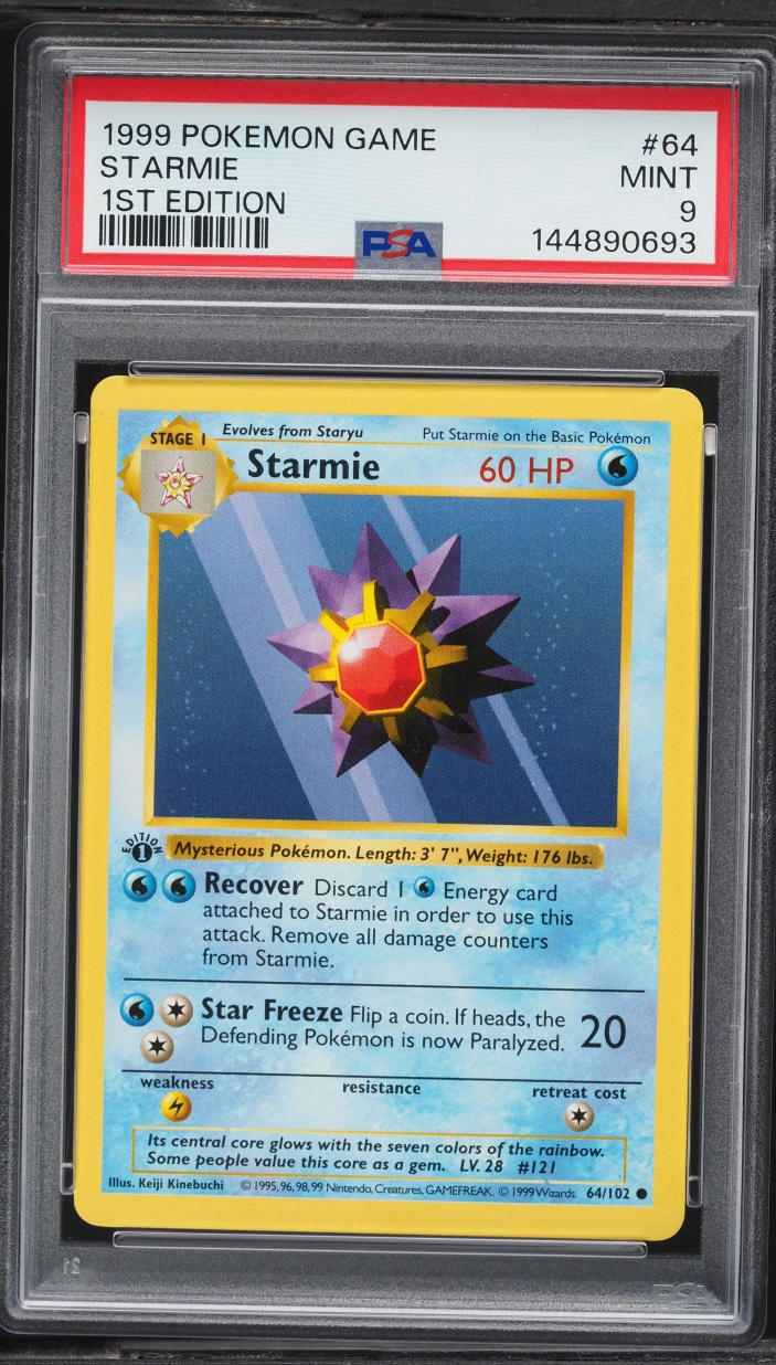1999 Pokemon Base Set Shadowless 1st Edition Starmie #64 PSA 9 MINT