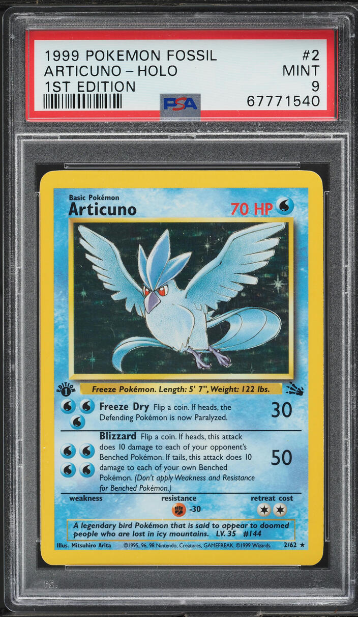 1999 Pokemon Fossil 1st Edition Holo Articuno #2 PSA 9 MINT