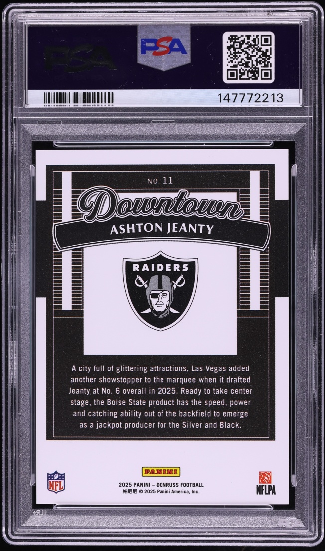 2025 Donruss Downtown Ashton Jeanty ROOKIE #11 PSA 10 GEM MINT - Photo 2