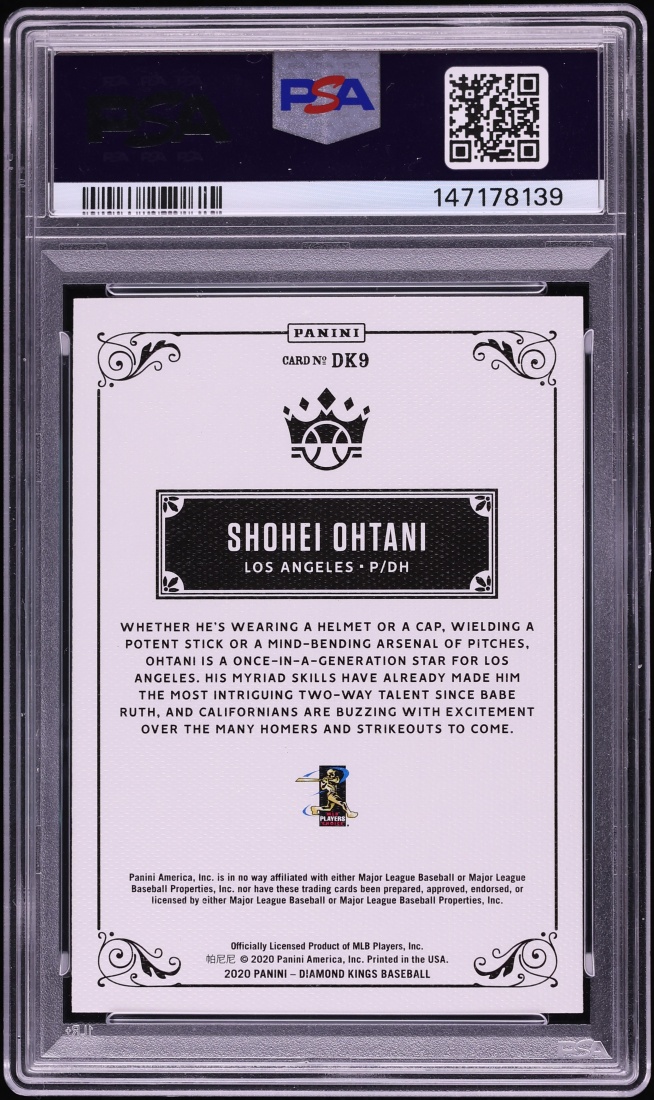 2020 Panini Diamond Kings DK 206 Shohei Ohtani #DK9 PSA 10 GEM MINT - Photo 2