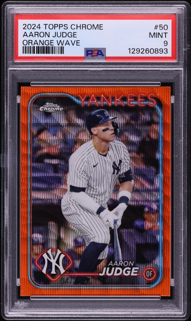 2024 Topps Chrome Orange Wave Aaron Judge /25 #50 PSA 9 MINT